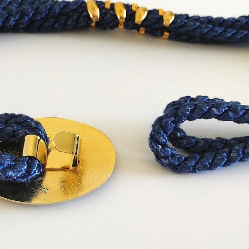Vintage SITI Belt Enamel Buckle Braided Stretch Rope Belt